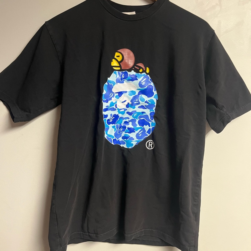 BAPE A Bathing Ape Baby Milo Blue Camo Tee XL Black